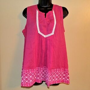 Caribbean Joe Pink NWT Sheer Tank Blouse